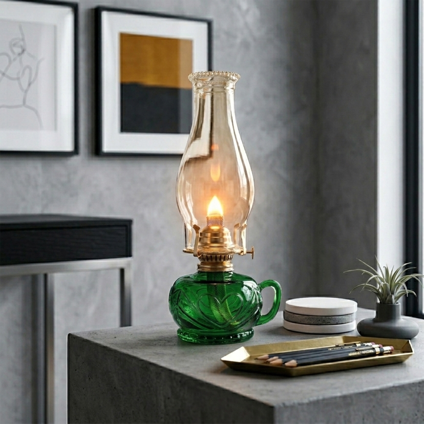Brilagi - petroleumlamp MERLIN roheline