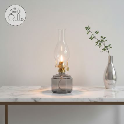 Brilagi - Petroleumlamp MERLIN suitsune/hall