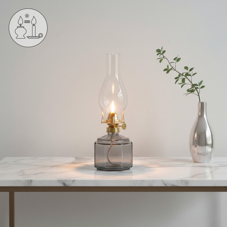 Brilagi - Petroleumlamp MERLIN suitsune/hall