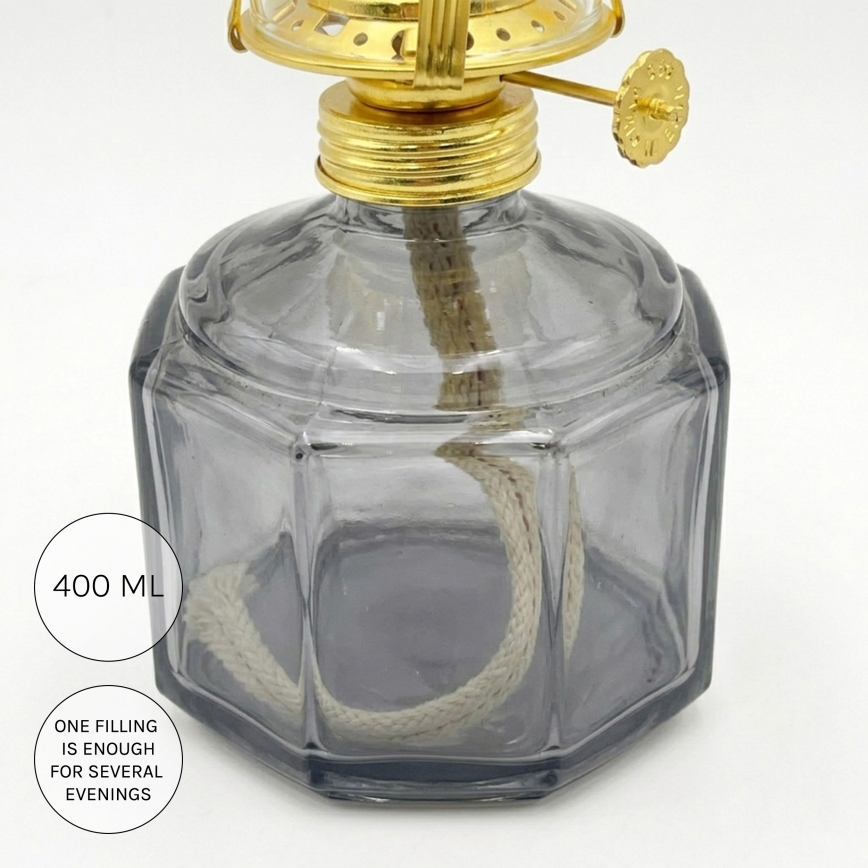 Brilagi - Petroleumlamp MERLIN suitsune/hall