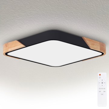 Brilagi - PILANA LED hämardatav laelamp LED/60W/230V 3000-6500K tamm/must 56x56 cm + kaugjuhtimispult