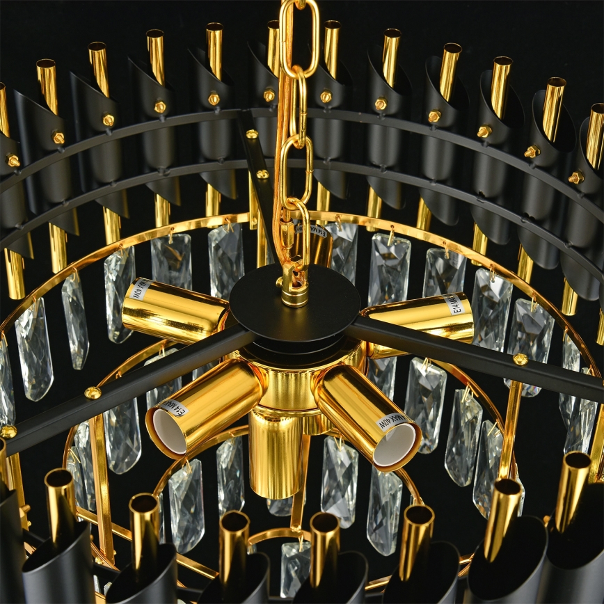 Brilagi - Pinna külge kinnitatav lühter ECLIPSE 7xE14/10W/230V läb. 48 cm must/kuldne