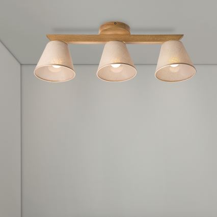 Brilagi - Pinnale kinnitatav lühter ANTHONY 3xE14/40W/230V tamm/beež