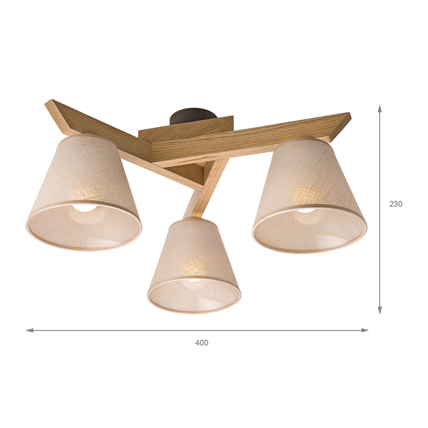 Brilagi - Pinnale kinnitatav lühter ANTHONY 3xE14/40W/230V tamm/beež