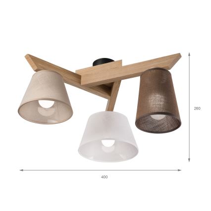 Brilagi - Pinnale kinnitatav lühter ANTHONY 3xE14/40W/230V tamm