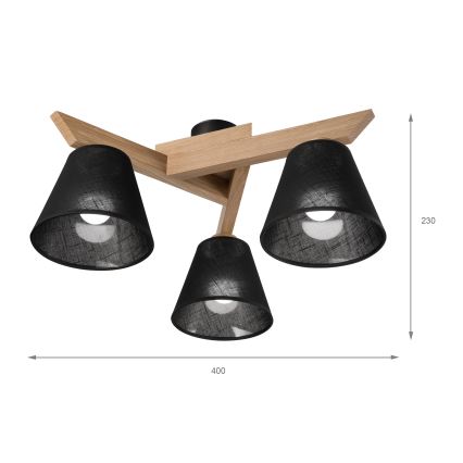 Brilagi - Pinnale kinnitatav lühter ANTHONY 3xE14/40W/230V tamm/must