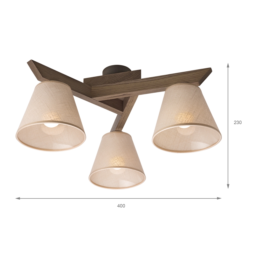 Brilagi - Pinnale kinnitatav lühter ANTHONY 3xE14/40W/230V tamm pähklipuu/beež