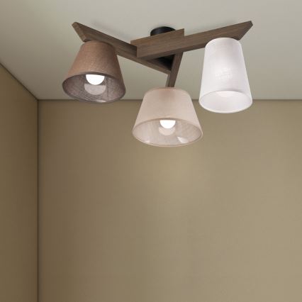 Brilagi - Pinnale kinnitatav lühter ANTHONY 3xE14/40W/230V tamm pähklipuu