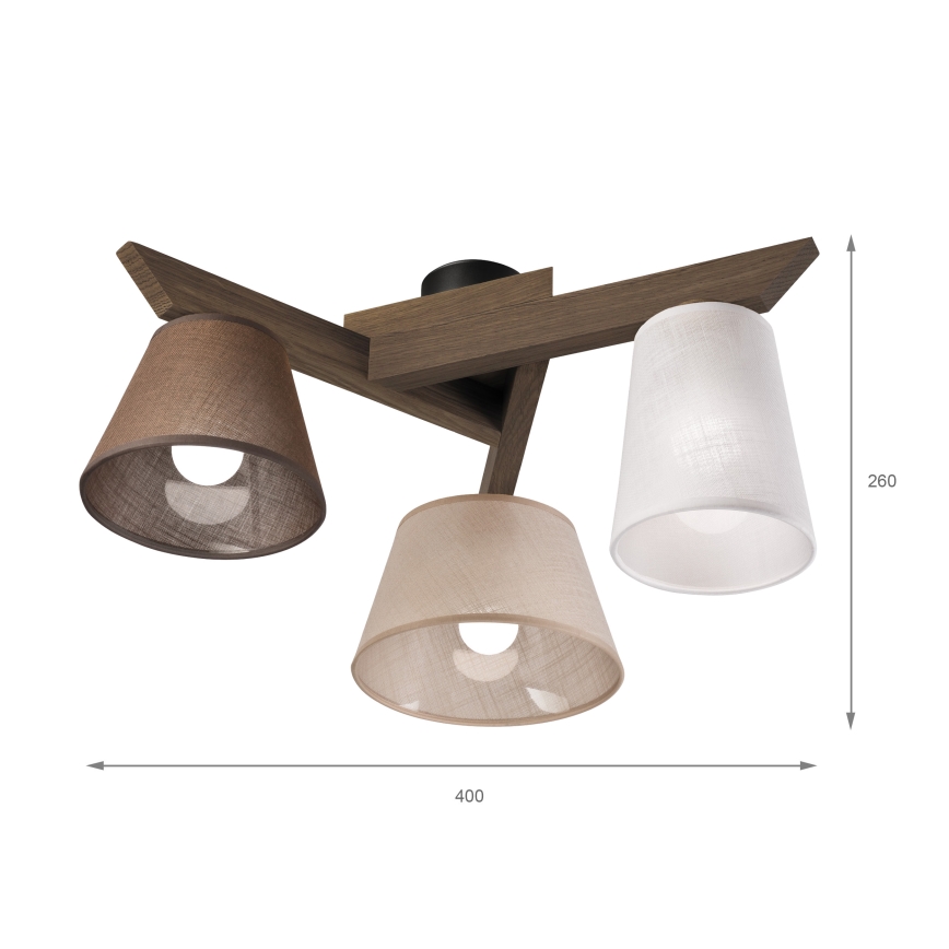 Brilagi - Pinnale kinnitatav lühter ANTHONY 3xE14/40W/230V tamm pähklipuu
