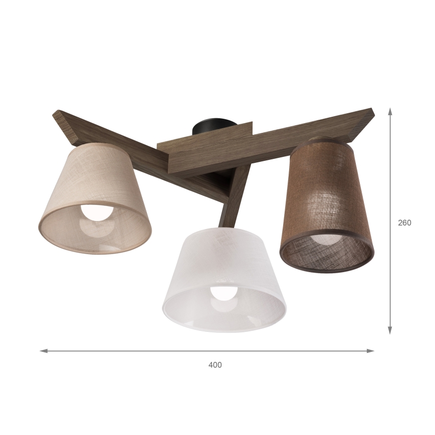 Brilagi - Pinnale kinnitatav lühter ANTHONY 3xE14/40W/230V tamm pähklipuu