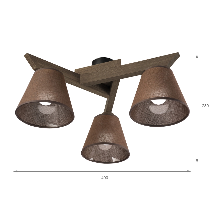 Brilagi - Pinnale kinnitatav lühter ANTHONY 3xE14/40W/230V tamm pähklipuu/pruun