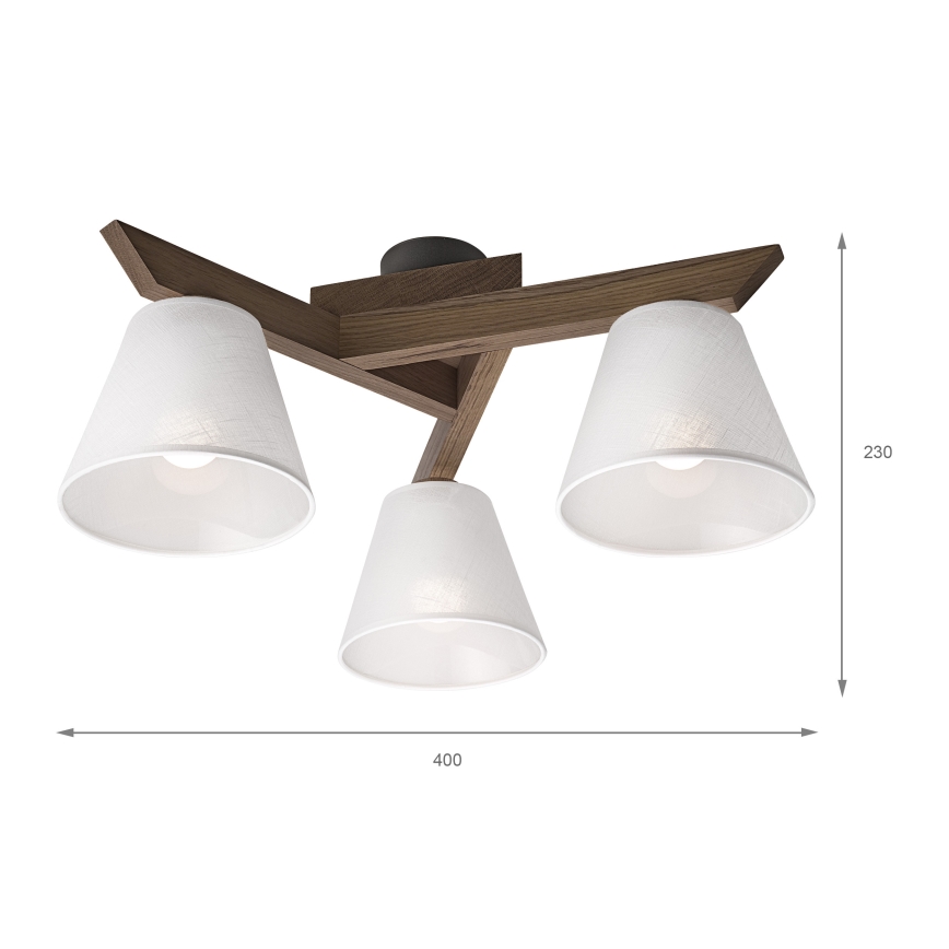 Brilagi - Pinnale kinnitatav lühter ANTHONY 3xE14/40W/230V tamm pähklipuu/valge