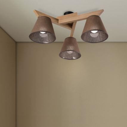 Brilagi - Pinnale kinnitatav lühter ANTHONY 3xE14/40W/230V tamm/pruun