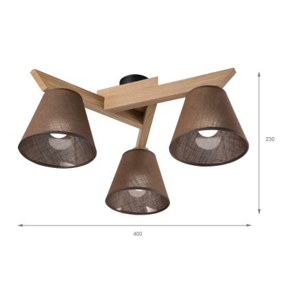 Brilagi - Pinnale kinnitatav lühter ANTHONY 3xE14/40W/230V tamm/pruun