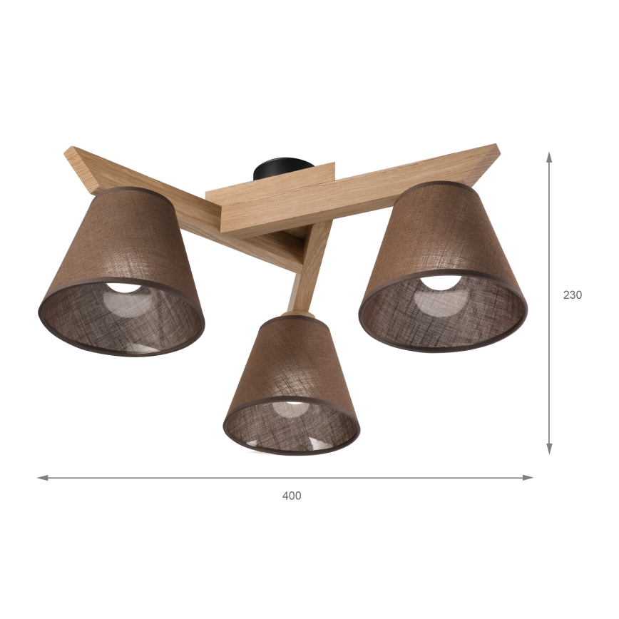 Brilagi - Pinnale kinnitatav lühter ANTHONY 3xE14/40W/230V tamm/pruun