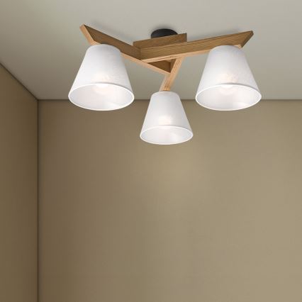 Brilagi - Pinnale kinnitatav lühter ANTHONY 3xE14/40W/230V tamm/valge