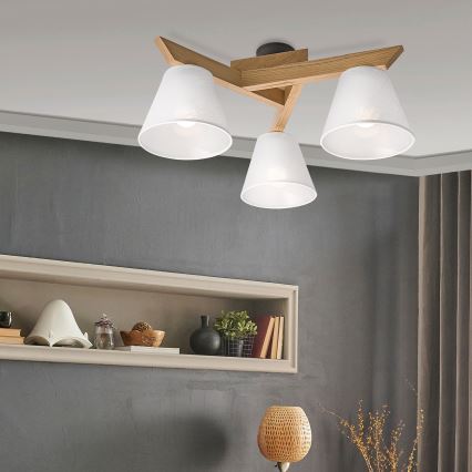 Brilagi - Pinnale kinnitatav lühter ANTHONY 3xE14/40W/230V tamm/valge