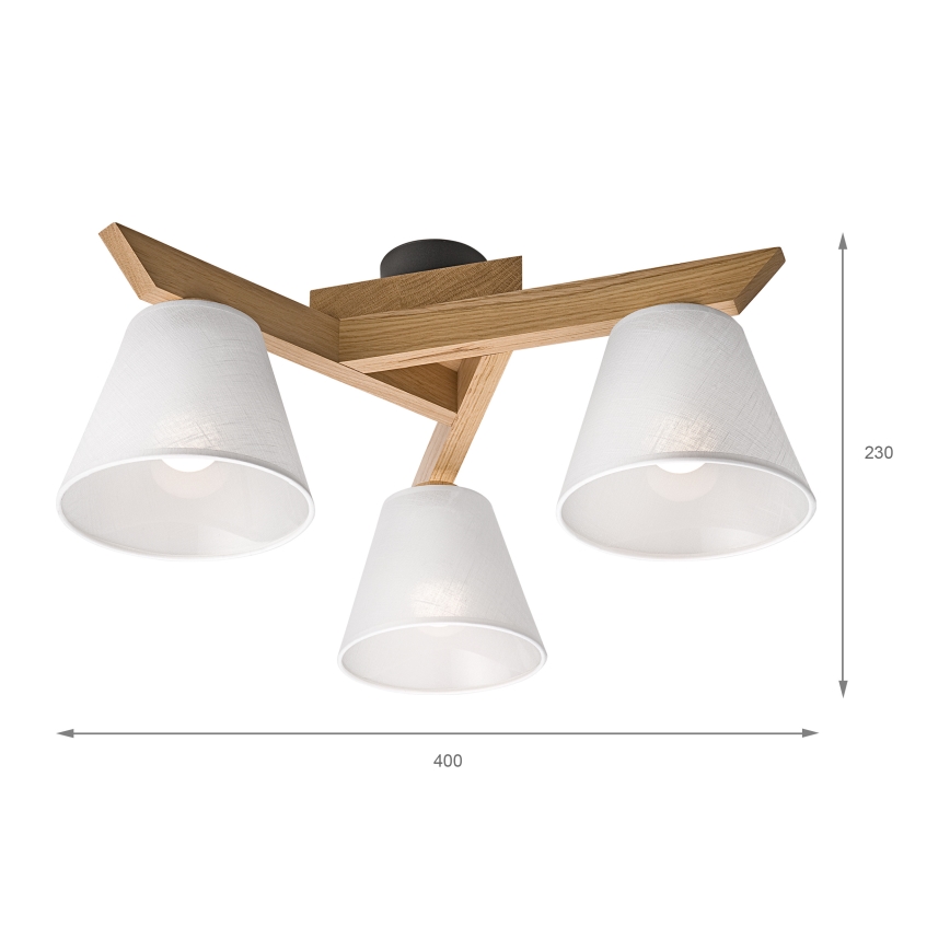 Brilagi - Pinnale kinnitatav lühter ANTHONY 3xE14/40W/230V tamm/valge