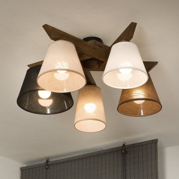 Brilagi - Pinnale kinnitatav lühter ANTHONY 5xE14/40W/230V tamm