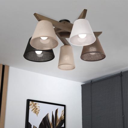 Brilagi - Pinnale kinnitatav lühter ANTHONY 5xE14/40W/230V tamm
