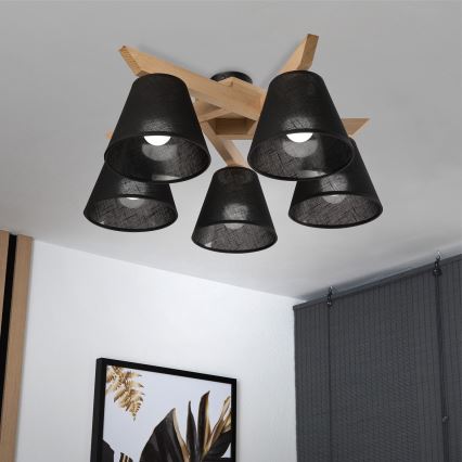 Brilagi - Pinnale kinnitatav lühter ANTHONY 5xE14/40W/230V tamm/must