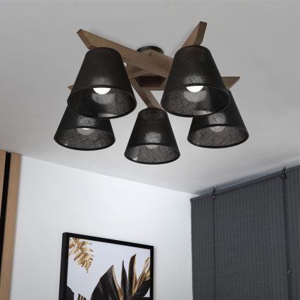 Brilagi - Pinnale kinnitatav lühter ANTHONY 5xE14/40W/230V tamm/must