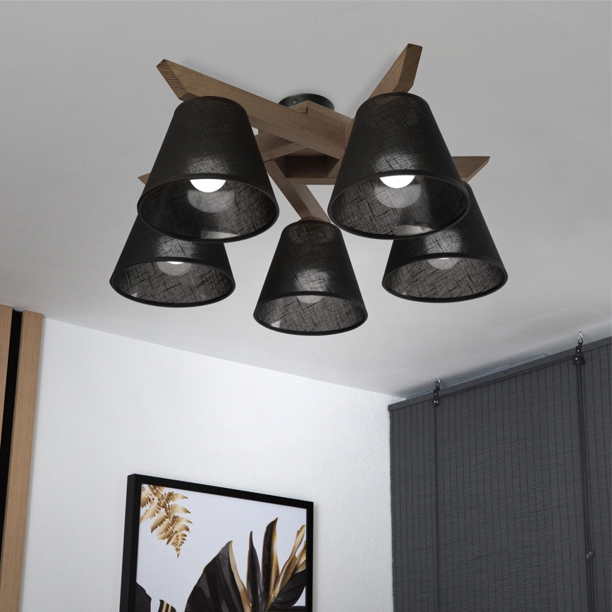 Brilagi - Pinnale kinnitatav lühter ANTHONY 5xE14/40W/230V tamm/must