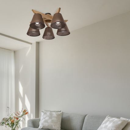 Brilagi - Pinnale kinnitatav lühter ANTHONY 5xE14/40W/230V tamm/pruun
