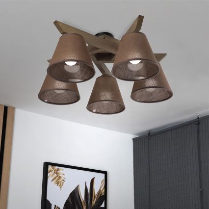 Brilagi - Pinnale kinnitatav lühter ANTHONY 5xE14/40W/230V tamm/pruun