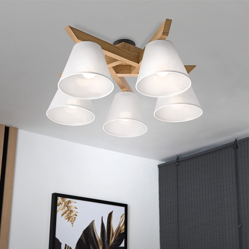 Brilagi - Pinnale kinnitatav lühter ANTHONY 5xE14/40W/230V tamm/valge