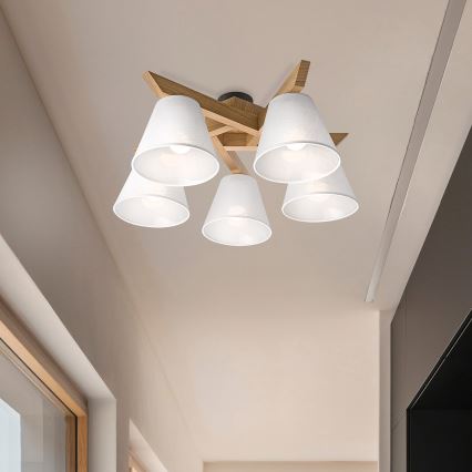 Brilagi - Pinnale kinnitatav lühter ANTHONY 5xE14/40W/230V tamm/valge