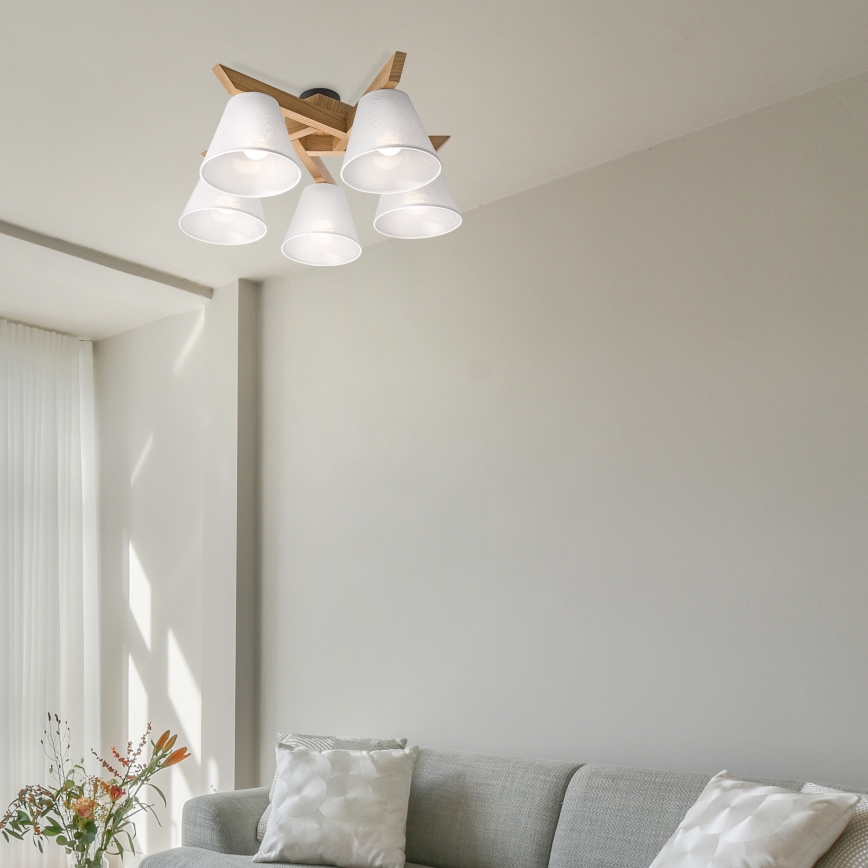 Brilagi - Pinnale kinnitatav lühter ANTHONY 5xE14/40W/230V tamm/valge