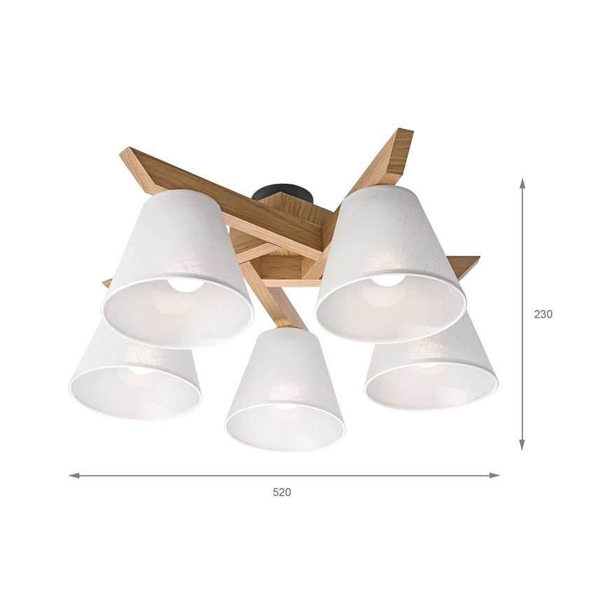 Brilagi - Pinnale kinnitatav lühter ANTHONY 5xE14/40W/230V tamm/valge