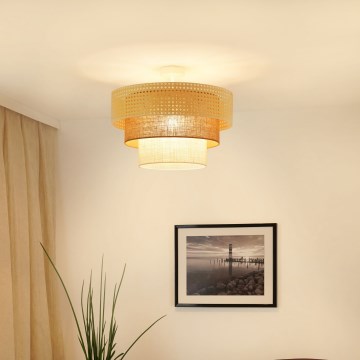 Brilagi -Pinnale kinnitatav lühter CEDAR LUNETA 1xE27/15W/230V d. 45 rotang/pruun/kreemikas