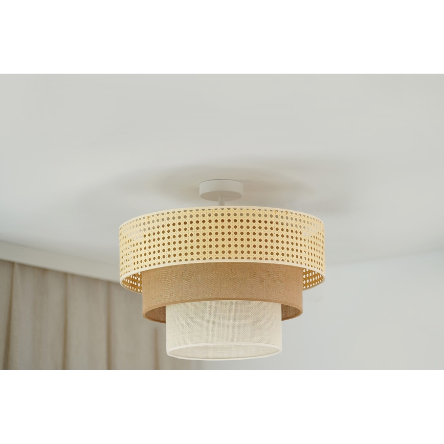 Brilagi -Pinnale kinnitatav lühter CEDAR LUNETA 1xE27/15W/230V d. 45 rotang/pruun/kreemikas