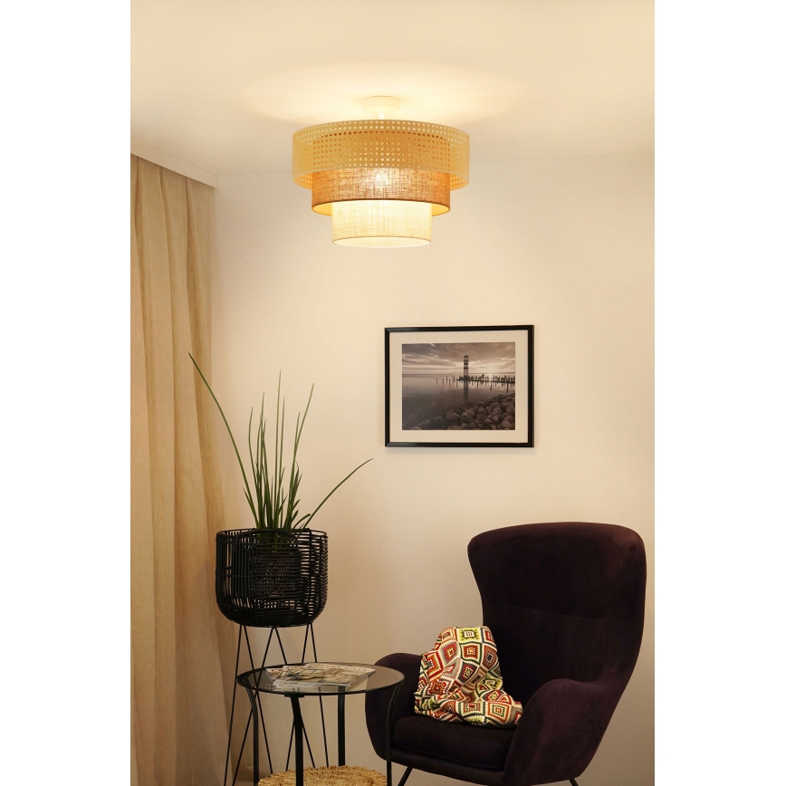 Brilagi -Pinnale kinnitatav lühter CEDAR LUNETA 1xE27/15W/230V d. 45 rotang/pruun/kreemikas