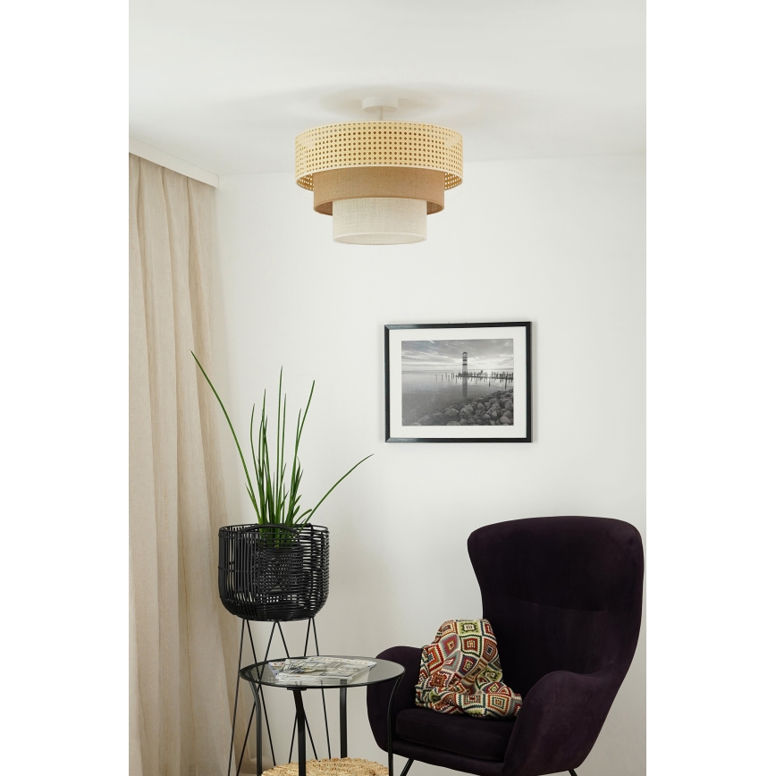 Brilagi -Pinnale kinnitatav lühter CEDAR LUNETA 1xE27/15W/230V d. 45 rotang/pruun/kreemikas