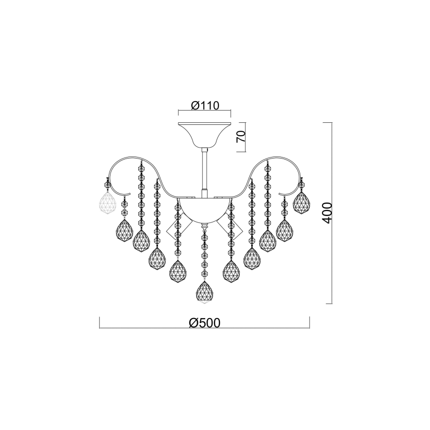 Brilagi - Pinnale kinnitatav lühter CRYSTAL 6xE14/60W/230V kuldne