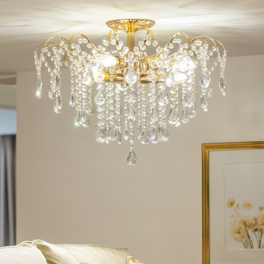 Brilagi - Pinnale kinnitatav lühter CRYSTAL 6xE14/60W/230V kuldne