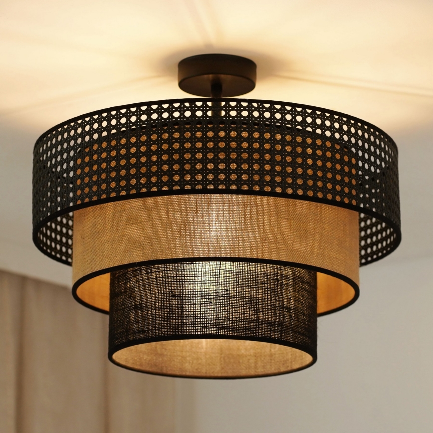 Brilagi - Pinnale kinnitatav lühter DAKOTA LUNETA 1xE27/15W/230V d. 45 cm must/rotang