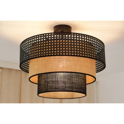 Brilagi - Pinnale kinnitatav lühter DAKOTA LUNETA 1xE27/15W/230V d. 45 cm must/rotang