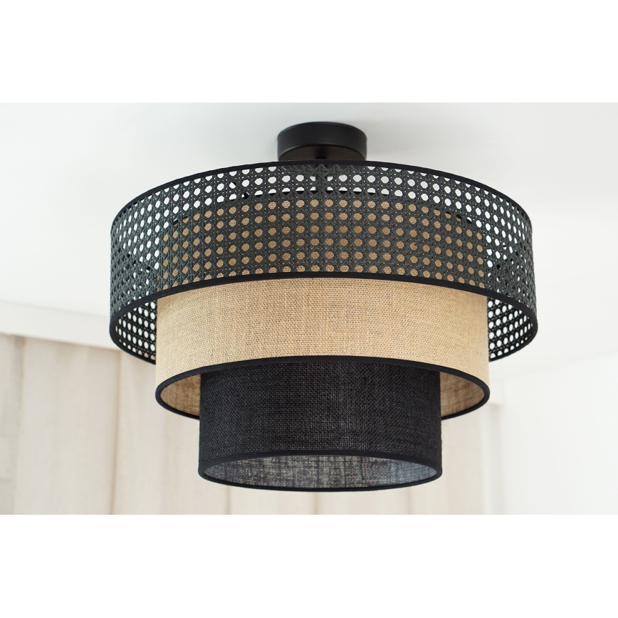 Brilagi - Pinnale kinnitatav lühter DAKOTA LUNETA 1xE27/15W/230V d. 45 cm must/rotang