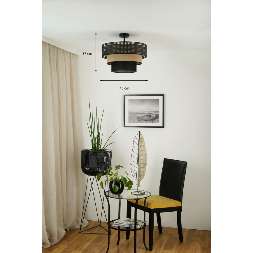 Brilagi - Pinnale kinnitatav lühter DAKOTA LUNETA 1xE27/15W/230V d. 45 cm must/rotang