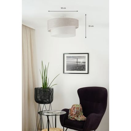 Brilagi - Pinnale kinnitatav lühter DOVER SHINE 1xE27/15W/230V d. 50 cm hall/kreemikas