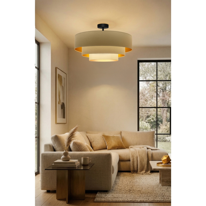 Brilagi - Pinnale kinnitatav lühter LUNETA 3xE27/60W/230V läbimõõt 80 cm kreemjas/kuldne