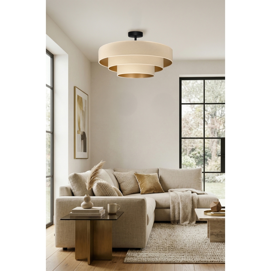 Brilagi - Pinnale kinnitatav lühter LUNETA 3xE27/60W/230V läbimõõt 80 cm kreemjas/kuldne
