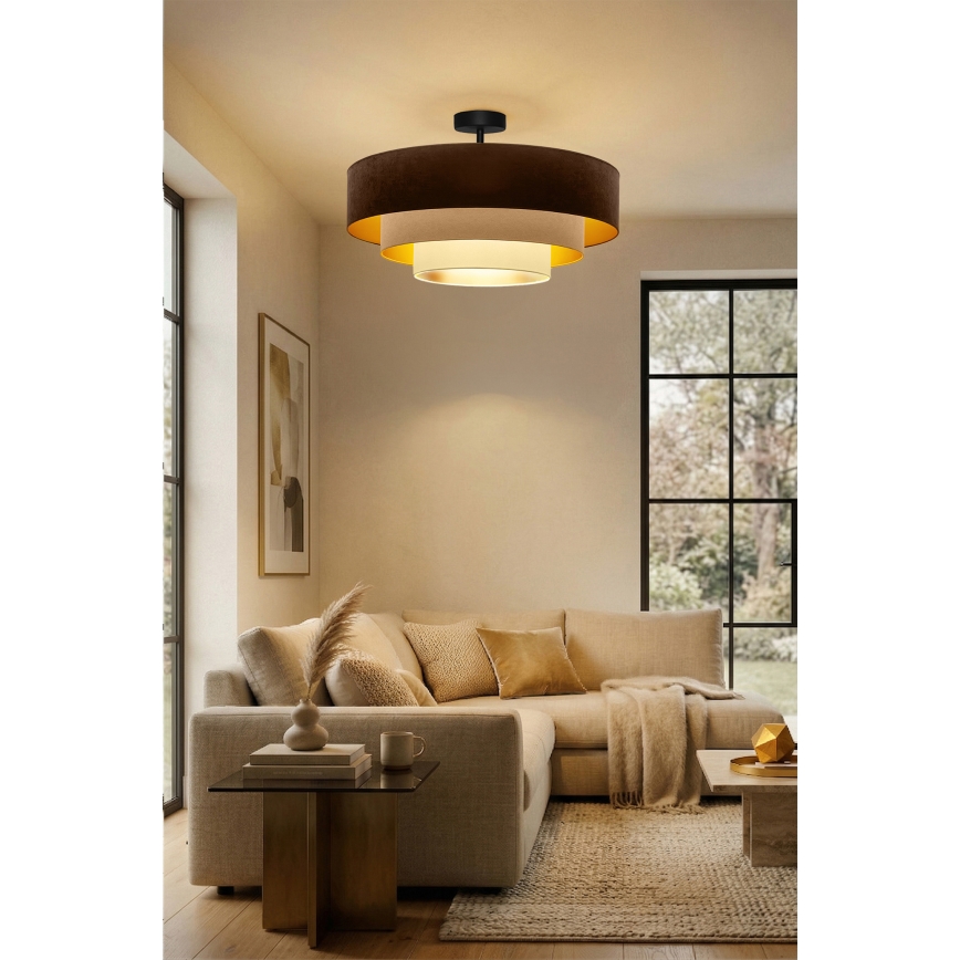 Brilagi - Pinnale kinnitatav lühter LUNETA 3xE27/60W/230V läbimõõt 80 cm pruun/beež/kreem