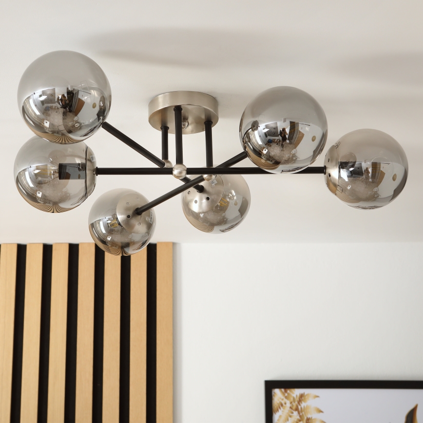 Brilagi - Pinnale kinnitatav lühter MALIVA 6xE14/15W/230V mattkroom/suitsuhall
