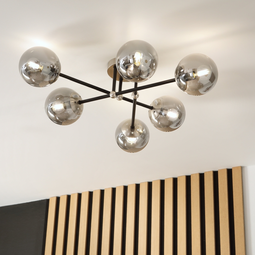 Brilagi - Pinnale kinnitatav lühter MALIVA 6xE14/15W/230V mattkroom/suitsuhall