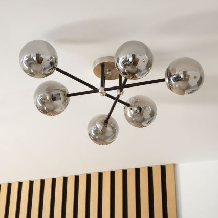 Brilagi - Pinnale kinnitatav lühter MALIVA 6xE14/15W/230V mattkroom/suitsuhall